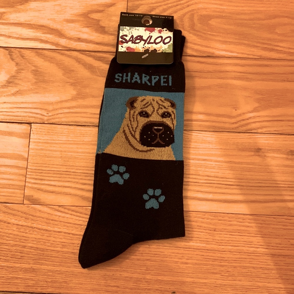 Chinese Sharpei dog socks 1 pair (fits Mens 9-13 US shoe size)